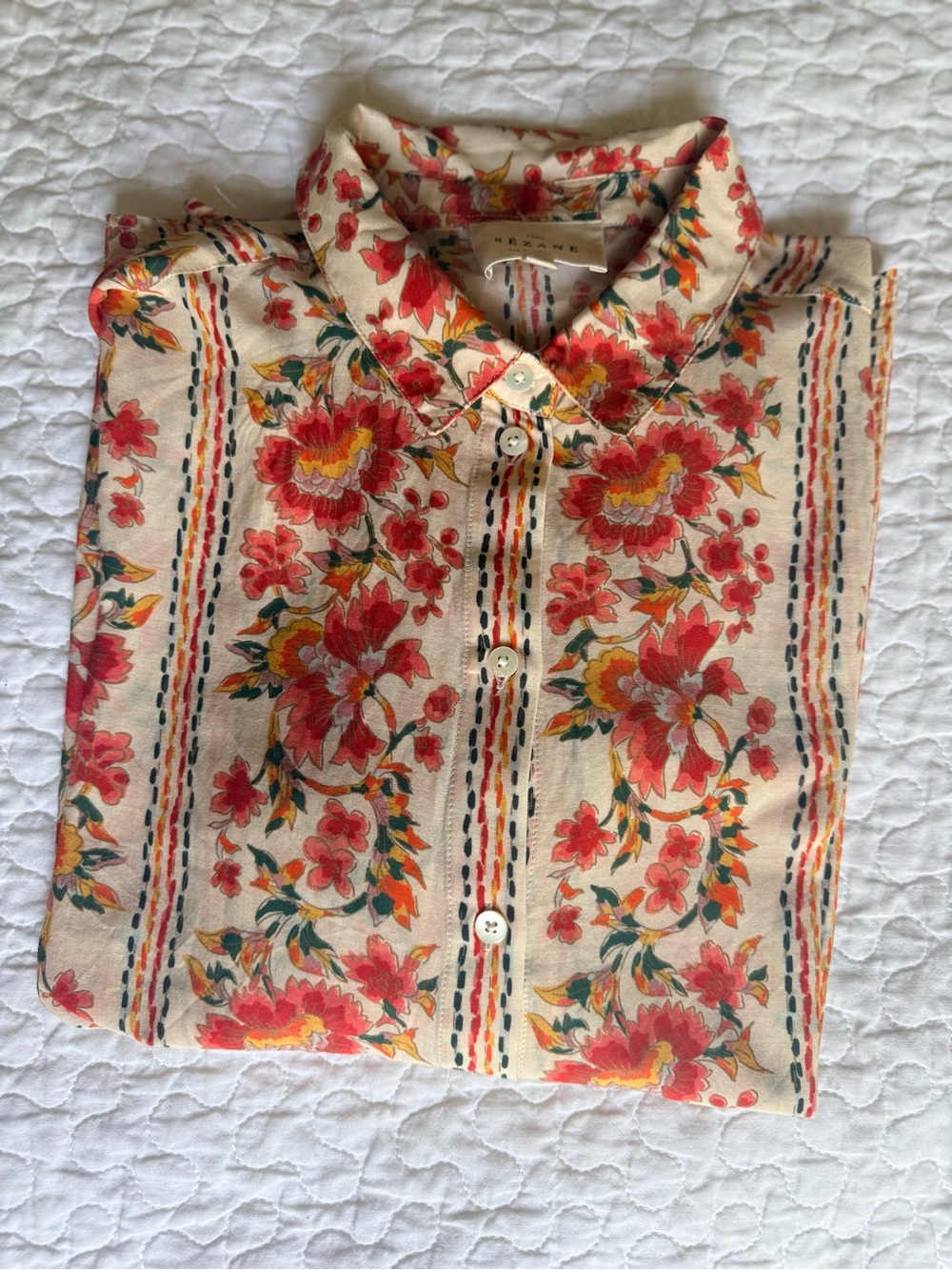 Sezane Pierro blouse - Fiori Rossi print - size 36 or US 4 in EUC